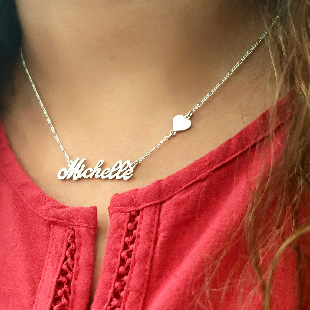 Personalized Name Necklace with sideways Heart