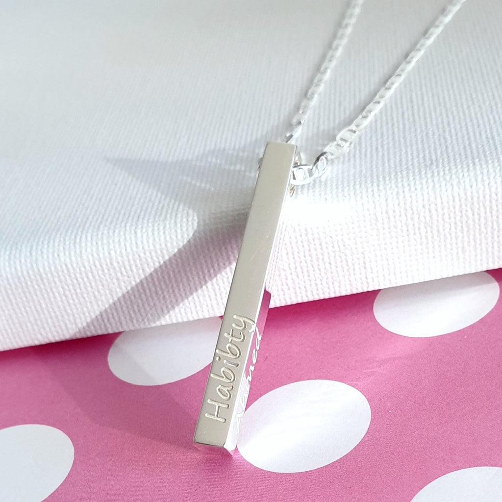 Men's Square Bar Necklace with Engraving