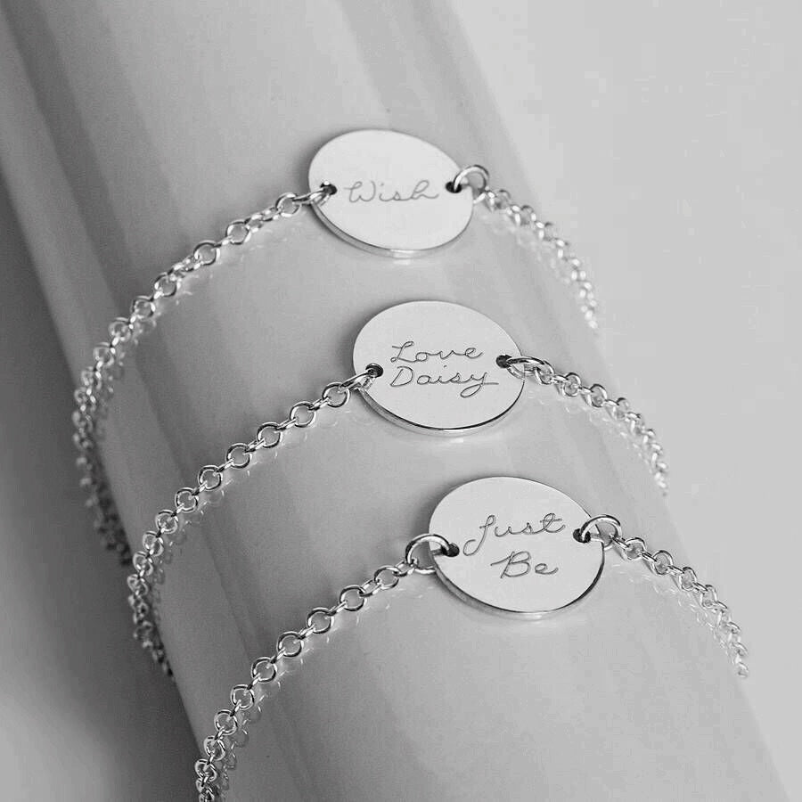 Personalized Round Disc Bracelet with Engraving