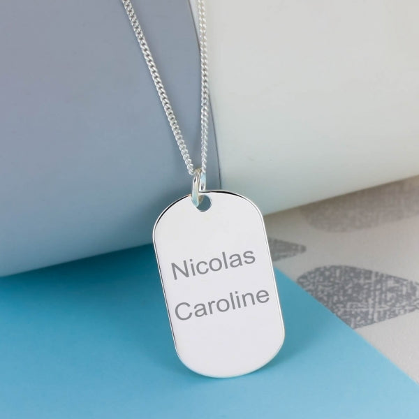 Personalized Men Tag Necklace with Engraving