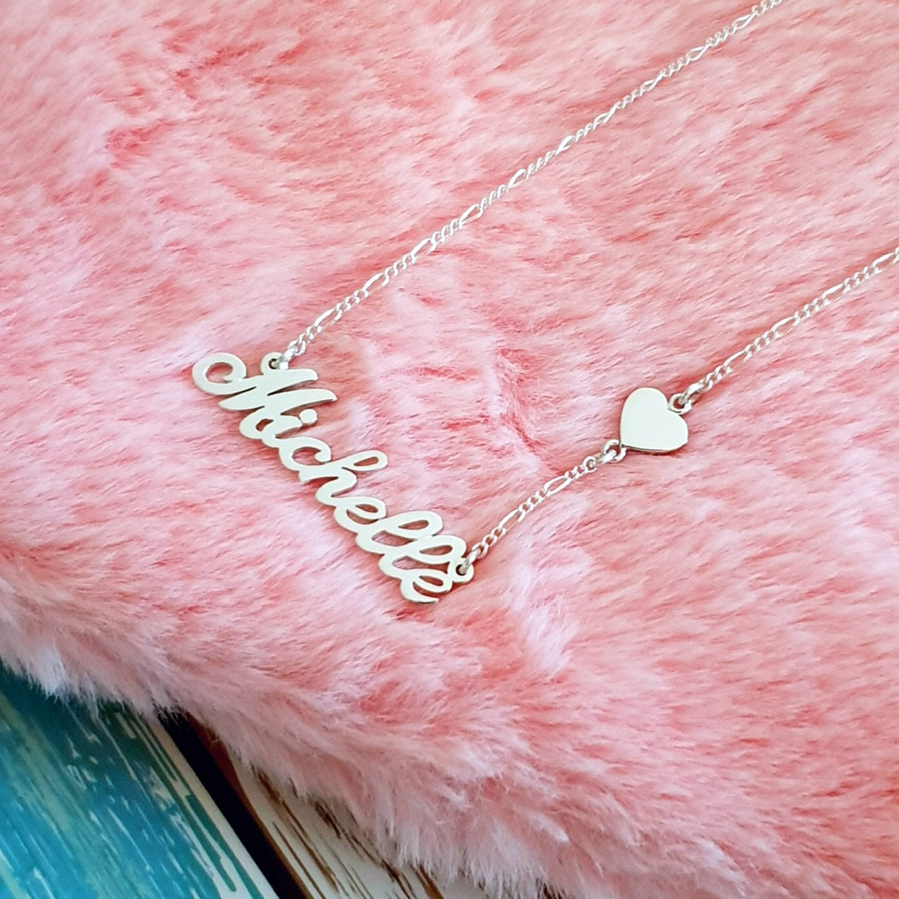 Personalized Name Necklace with sideways Heart