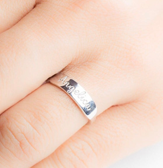 Personalized Bar Ring with Name Engraving