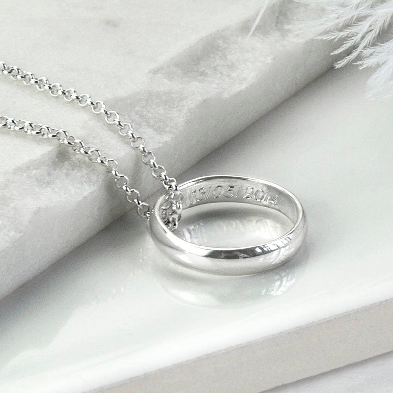 Customized Men's Necklace with Engraved Ring