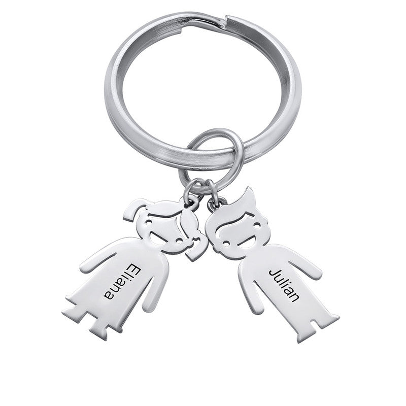 Personalized Engravable Family Key Ring with 2 Charms