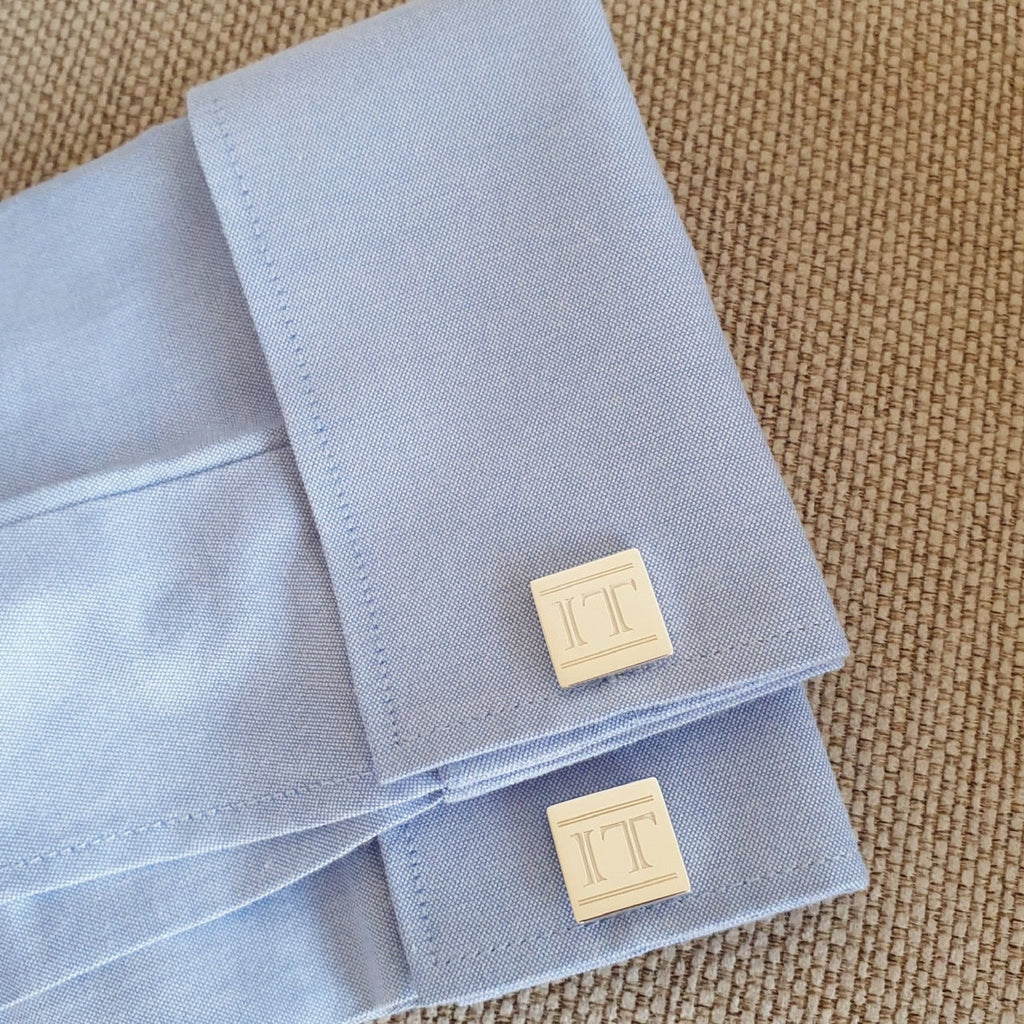 Customized Square Cufflinks with Initials Monogram