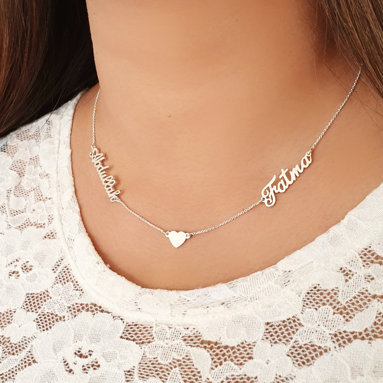 Personalized Necklace with Heart & 2 Names