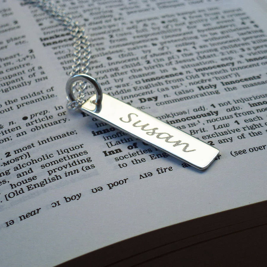 Men's Bar Necklace with Engraving