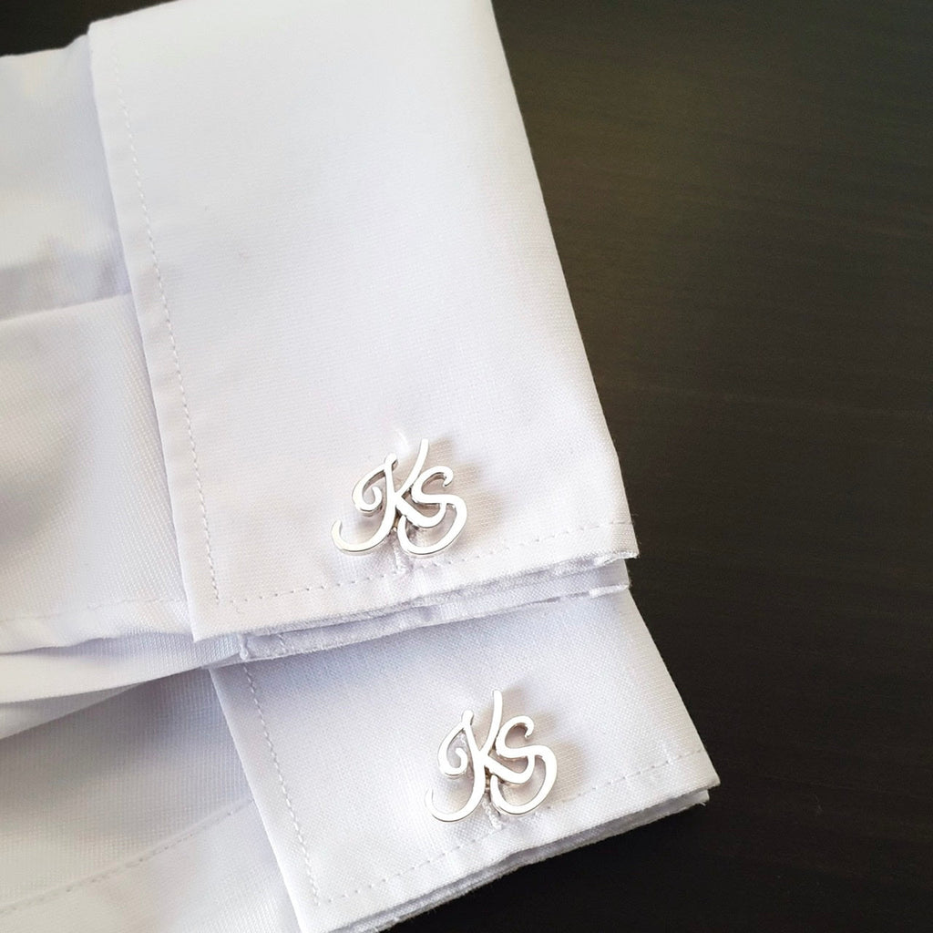 Customized Cufflinks with Cursive Initials