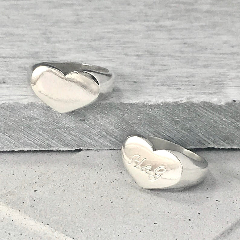 Personalized Heart Shape Signet Ring with Name
