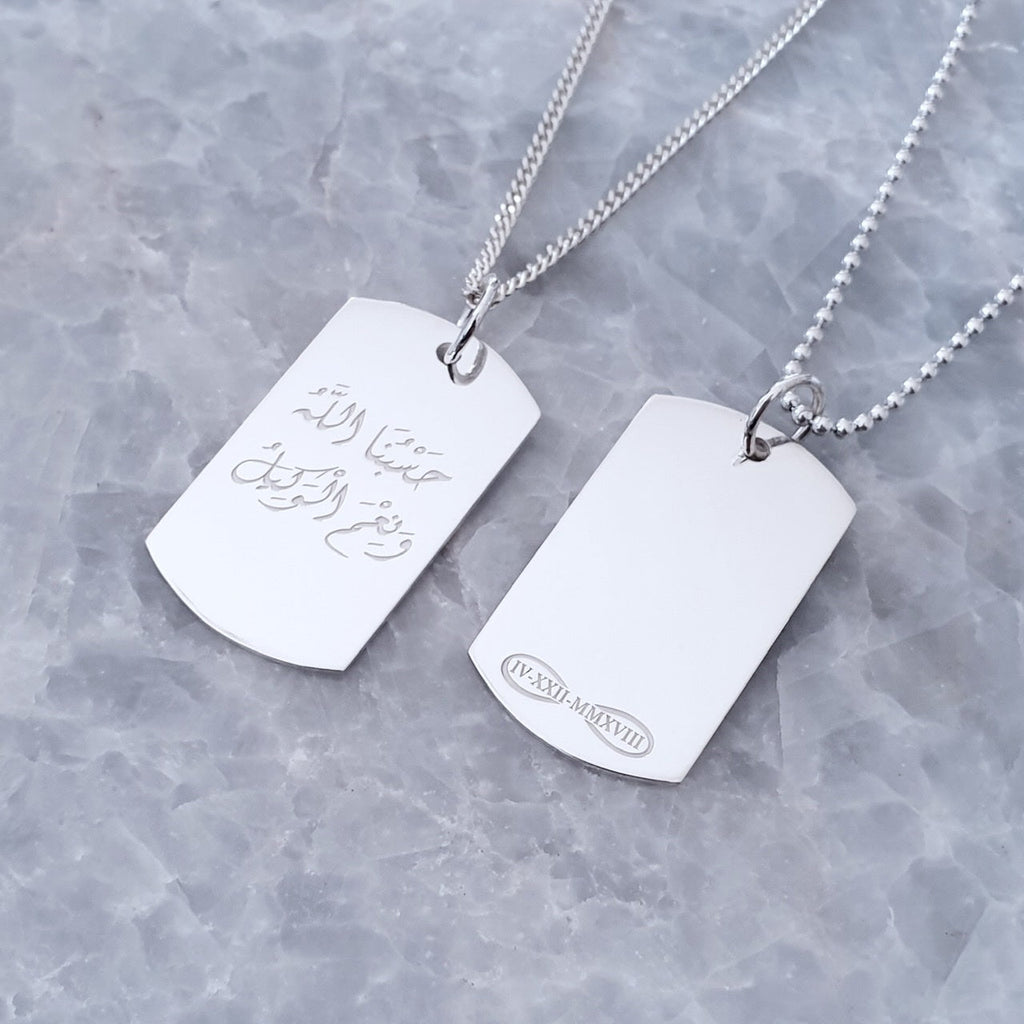 Personalized Men Tag Necklace with Engraving