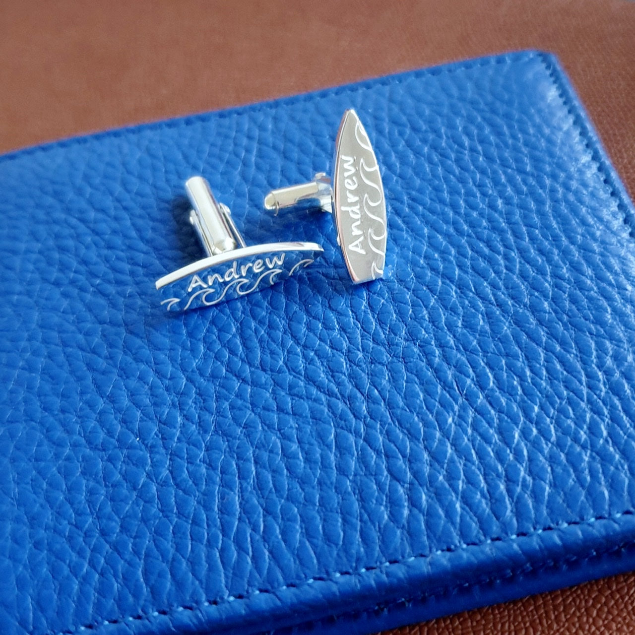 Customized Surfboard Cufflinks with Name