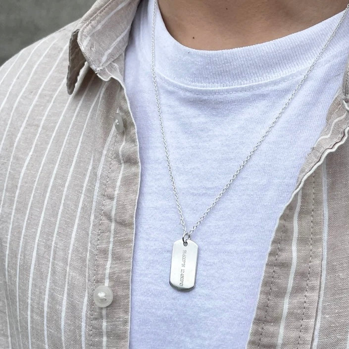Personalized Men Tag Necklace with Engraving