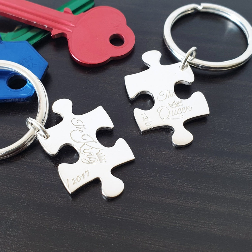 Customized Puzzle Key Rings Set for Couples