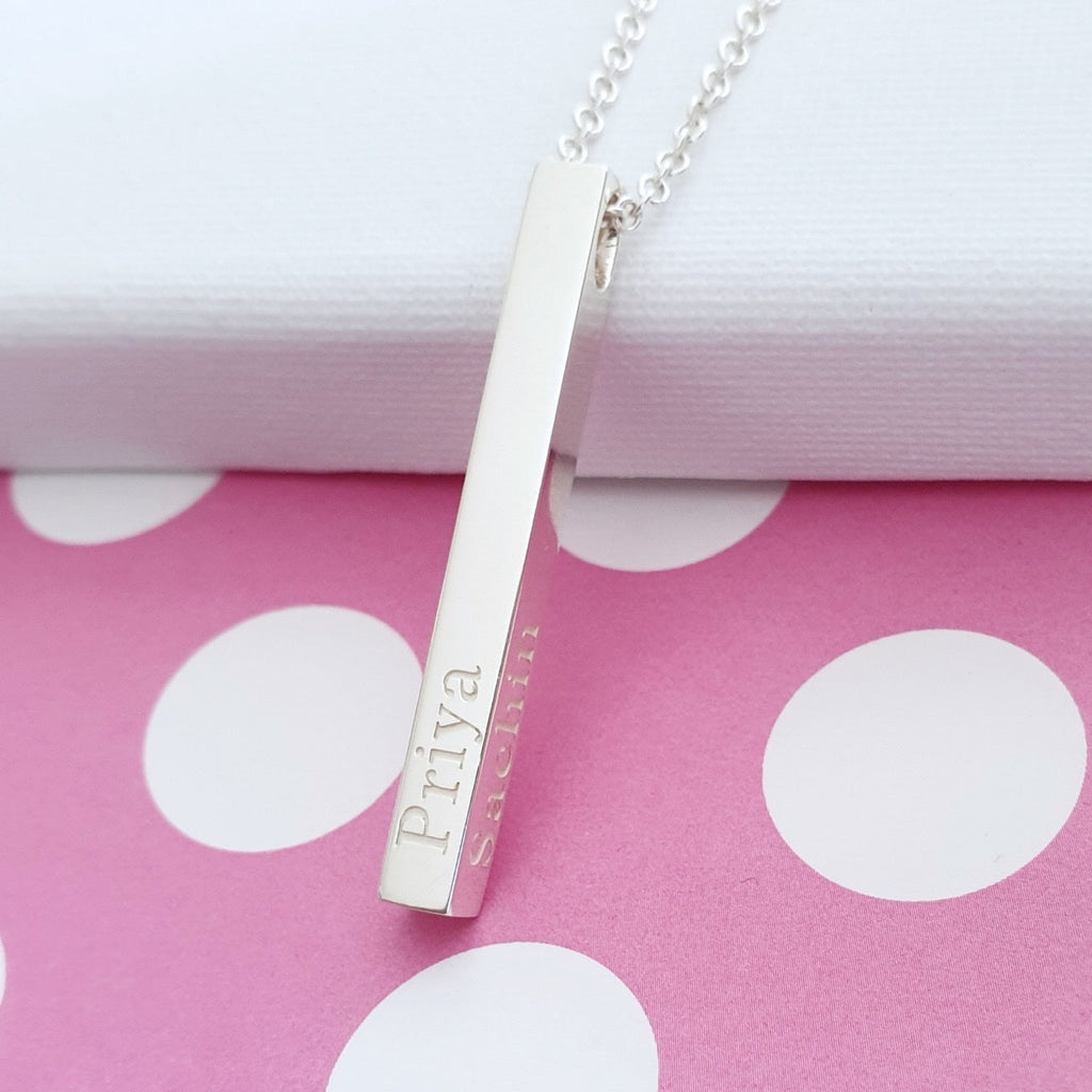 Personalized Square Bar Necklace with Engraving