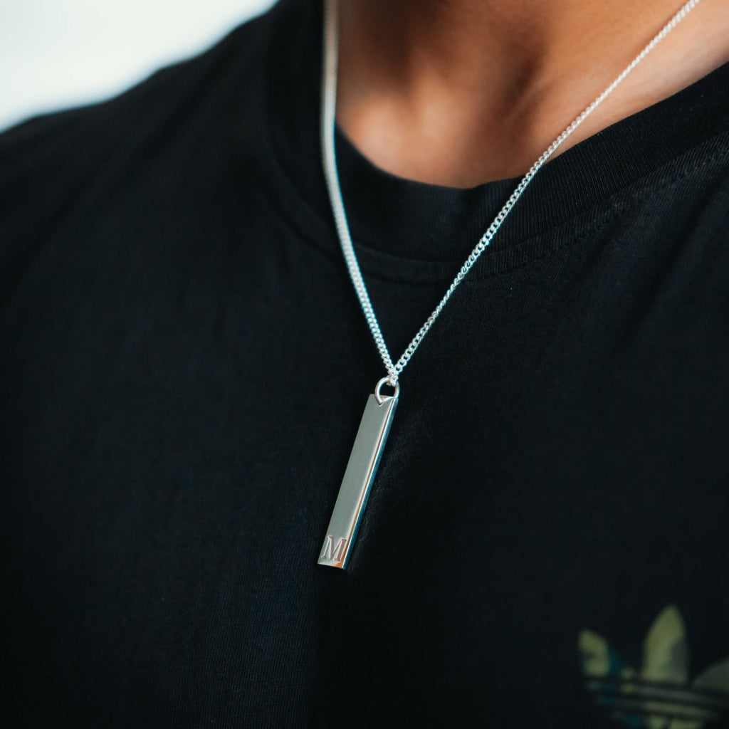 Men's Bar Necklace with Engraving