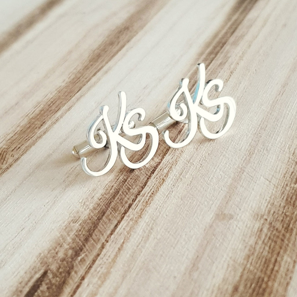 Customized Cufflinks with Cursive Initials