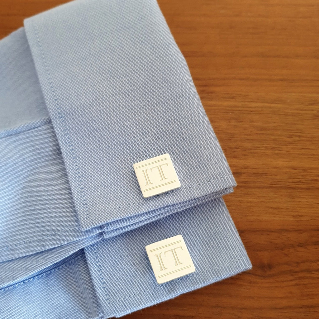 Customized Square Cufflinks with Initials Monogram