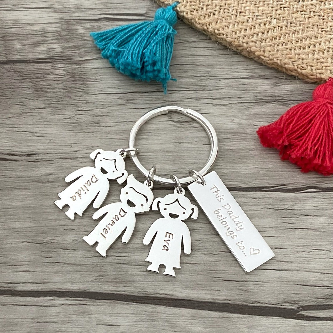 Family Keyring with Three Children