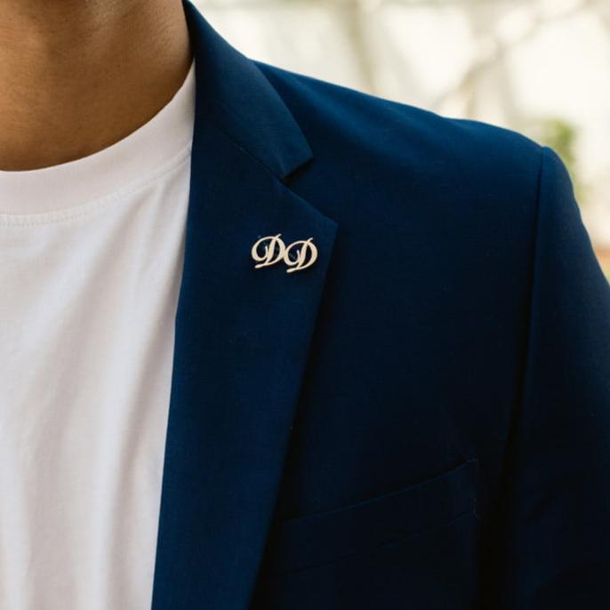 Personalized Suit Pin with Cursive fonts
