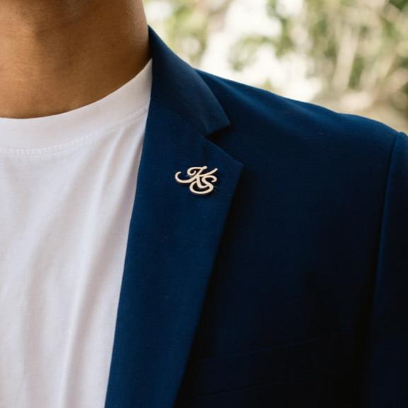 Personalized Suit Pin with Cursive fonts